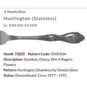 Oneida Silver Huntington Stainless Glossy serving Spoon floral glossy 8.25”